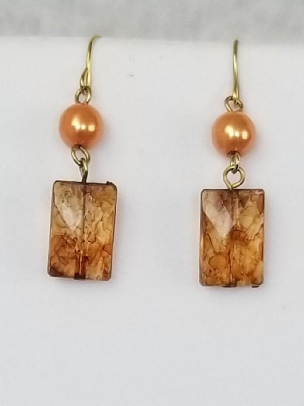 Premier Designs Bistro Earrings Fish Hook Gold Orange Brown EUC